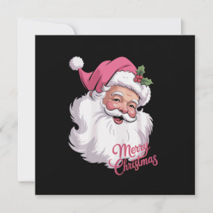 Cartes Pour Fêtes Annuelles Drôle Père Noël Rose Vintage Joyeux Noël Rose