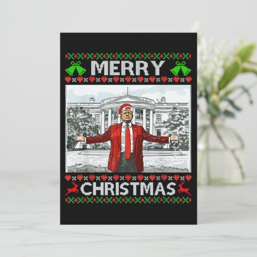 Cartes Pour Fêtes Annuelles Drôle Père Noël Trump Joyeux Noël (Debout devant)