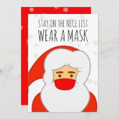 Cartes Pour Fêtes Annuelles Drôle Père Noël Visage Masque Joyeux Noël (Devant / Derrière)