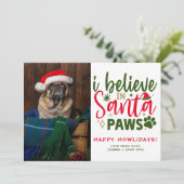 Cartes Pour Fêtes Annuelles Drôle personnalisé mignon chien de Noël photo vert (Debout devant)