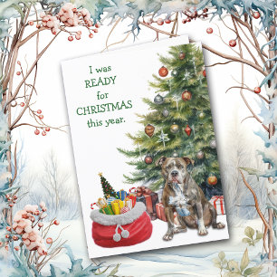 Cartes Pour Fêtes Annuelles Drôle Pitbull Chien prêt pour Noël