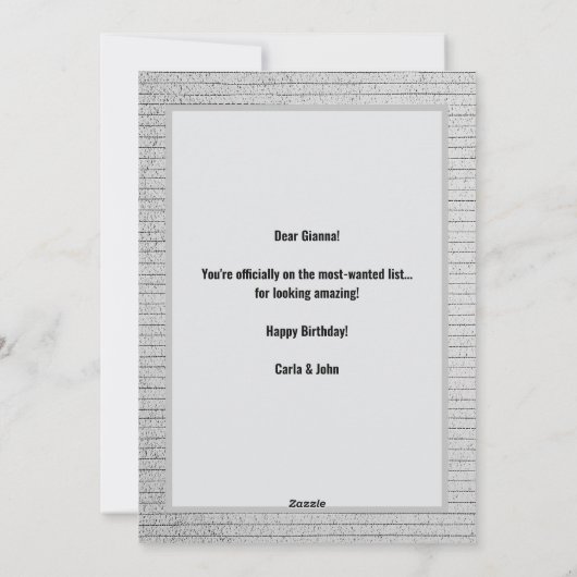 Cartes Pour Fêtes Annuelles Drôle Poster Recherché Mugshot Nom et texte person (Dos)