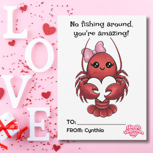 Cartes Pour Fêtes Annuelles Drôle Red Lobster & Heart enfants de la Saint-Vale