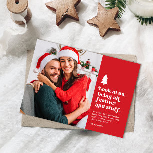 Cartes Pour Fêtes Annuelles Drôle Regardez-nous être Festif Photo de Noël