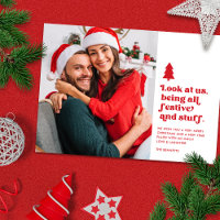 Drôle Regardez-nous Photo de Noël | Rouge