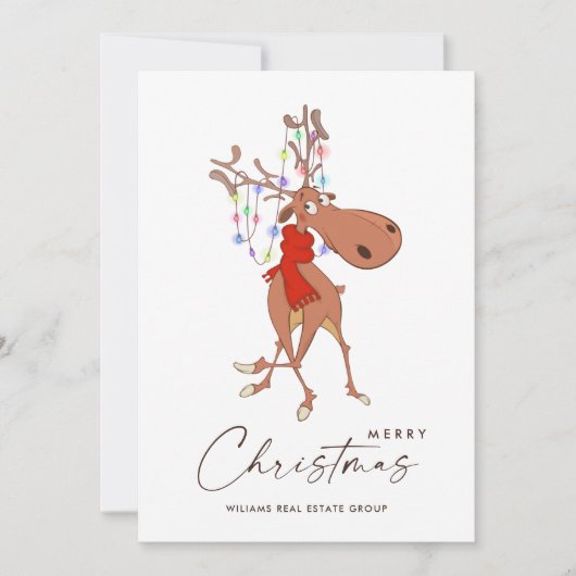 Cartes Pour Fêtes Annuelles Drôle Reindeer Joyeux Noël Accueil d'entreprise (Devant)