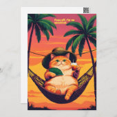 Cartes Pour Fêtes Annuelles Drôle Rétro Vacances de chats d'été (Devant / Derrière)