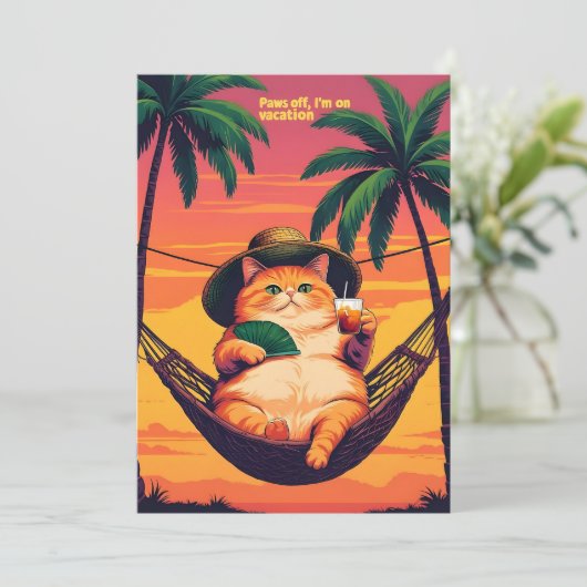 Cartes Pour Fêtes Annuelles Drôle Rétro Vacances de chats d'été (Debout devant)