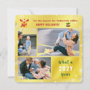 Cartes Pour Fêtes Annuelles Drôle Rudolph Mignon Joyeuses Fêtes Doré 3 Photos
