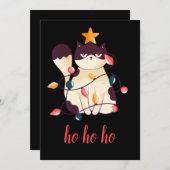 Cartes Pour Fêtes Annuelles Drôle Sarcastique Chat Ho Ho Ho Noël (Devant / Derrière)