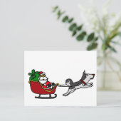 Cartes Pour Fêtes Annuelles Drôle Sleigh de Noël avec Husky Dog Pulling (Debout devant)