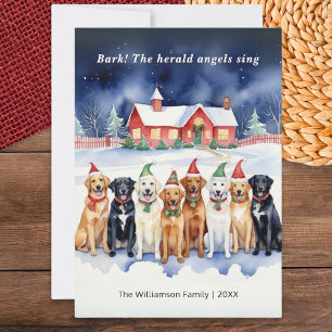 Cartes Pour Fêtes Annuelles Drôles de chiens à l'aquarelle chantant des chants