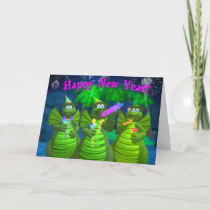 Cartes Pour Fêtes Annuelles Drolly Dragons Bonne Année