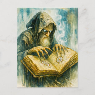 Cartes Pour Fêtes Annuelles druide celtique foncé avec livre d'orthographe et