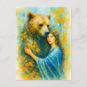 Cartes Pour Fêtes Annuelles Druidesse celtique avec ours spirituel