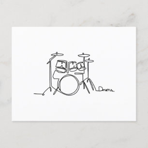Cartes Pour Fêtes Annuelles Drummer Music Design Drums One-Line