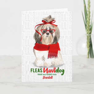 Cartes Pour Fêtes Annuelles du chien Shih Tzu à poil court Noël