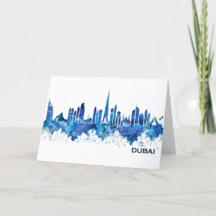 Cartes Pour Fêtes Annuelles Dubaï UAE Skyline Blue
