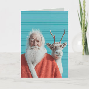 Cartes Pour Fêtes Annuelles Duo de vacances de Noël avec le Père Noël et les r
