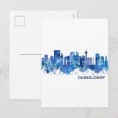 Cartes Pour Fêtes Annuelles Dusseldorf Allemagne Skyline Blue (Devant / Derrière)