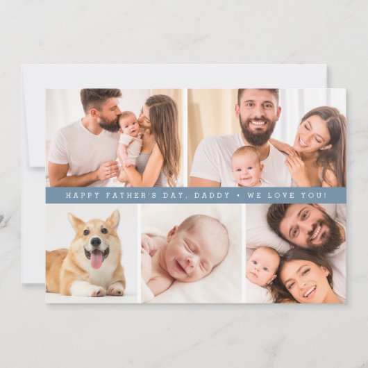 Cartes Pour Fêtes Annuelles Dusty bleu Custom Photo Happy Fête des pères DADDY (Devant)