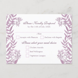 Cartes Pour Fêtes Annuelles Dusty Plum violet Mariage Botanique