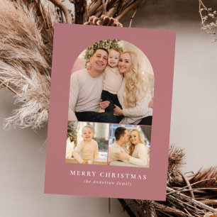 Cartes Pour Fêtes Annuelles Dusty Rose Minimalist Arch 3 Photo