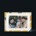 Cartes Pour Fêtes Annuelles Earthy Boho Abstrait Swirl Pastel Photo personnali<br><div class="desc">Earthy Boho Abstrait Wavy Swirl Lines dans Pastels Carte de vacances photo personnalisée</div>