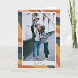 Cartes Pour Fêtes Annuelles Earthy Boho Abstrait Wavy Lines Terracotta Photo