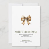 Cartes Pour Fêtes Annuelles Earthy Christmas Bow Card Script Typography (Devant)