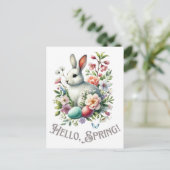 Cartes Pour Fêtes Annuelles Easter Aquarelle Lapin & Oeufs (Debout devant)