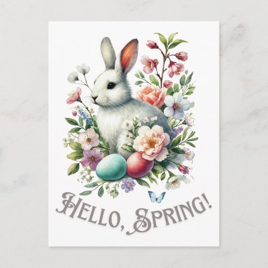 Cartes Pour Fêtes Annuelles Easter Aquarelle Lapin & Oeufs (Devant)