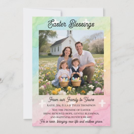 Cartes Pour Fêtes Annuelles Easter Blessings  Personalized Photo Template (Devant)