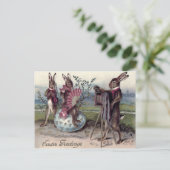 Cartes Pour Fêtes Annuelles Easter Bunny Couple Camera Eglise (Debout devant)