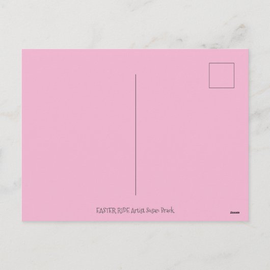 CARTES POUR FÊTES ANNUELLES EASTER BUNNY ÉQUITATION CUTE POULET EN OEUF BLEU,  (Dos)