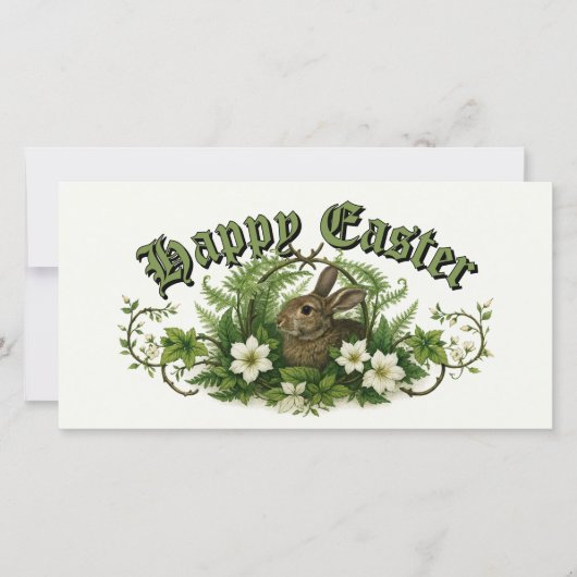 Cartes Pour Fêtes Annuelles Easter Bunny In Floral Foliage (Devant)