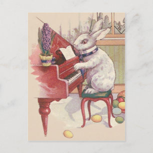 Cartes Pour Fêtes Annuelles Easter Bunny Playing Piano Hyacinth