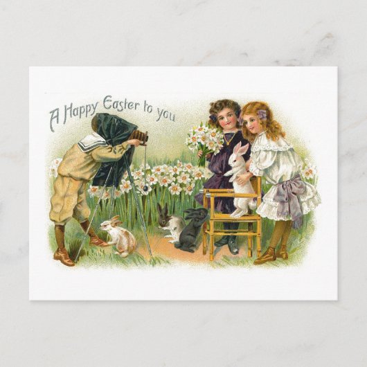 Cartes Pour Fêtes Annuelles Easter Bunny Vintage (Devant)