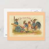 Cartes Pour Fêtes Annuelles Easter Bunny War Vintage (Devant / Derrière)