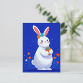 Cartes Pour Fêtes Annuelles Easter Bunny with Blue Background (Debout devant)