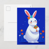 Cartes Pour Fêtes Annuelles Easter Bunny with Blue Background (Devant / Derrière)