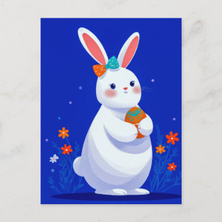 Cartes Pour Fêtes Annuelles Easter Bunny with Blue Background 