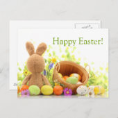 Cartes Pour Fêtes Annuelles Easter Decoration with Rabbit and Eggs (Devant / Derrière)