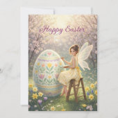 Cartes Pour Fêtes Annuelles Easter Fairy Painting Egg Spring (Devant)