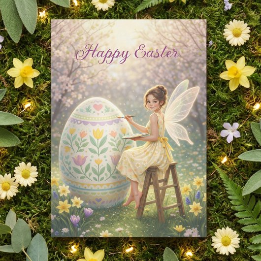 Cartes Pour Fêtes Annuelles Easter Fairy Painting Egg Spring