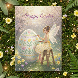 Cartes Pour Fêtes Annuelles Easter Fairy Painting Egg Spring