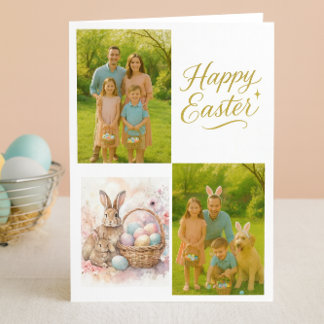Cartes Pour Fêtes Annuelles Easter Family Photo Collage Folded 