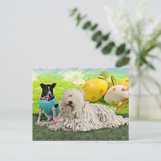 Cartes Pour Fêtes Annuelles Easter - Komondor - Zoey - Basenji X - Jasper (Debout devant)