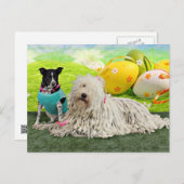 Cartes Pour Fêtes Annuelles Easter - Komondor - Zoey - Basenji X - Jasper (Devant / Derrière)