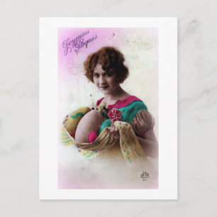 Cartes Pour Fêtes Annuelles Easter Lady Vintage French Postcard
